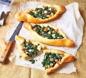 Spinach & cheese Turkish-style flatbreads