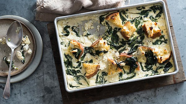 Spinach & feta strata [Matthew Evans]