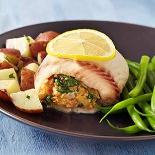 Spinach & Gruyère stuffed tilapia