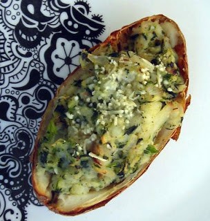 Spinach & onion stuffed potatoes