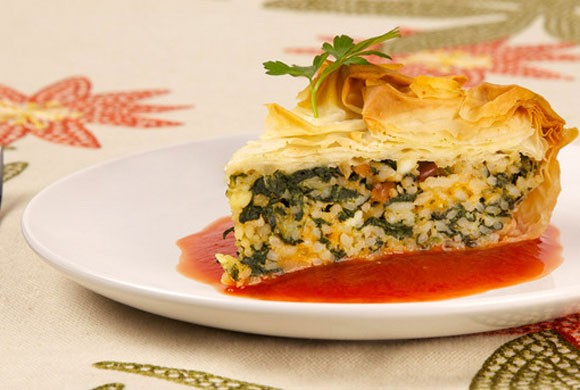 Spinach & rice phyllo pie