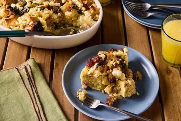 Spinach & sausage strata