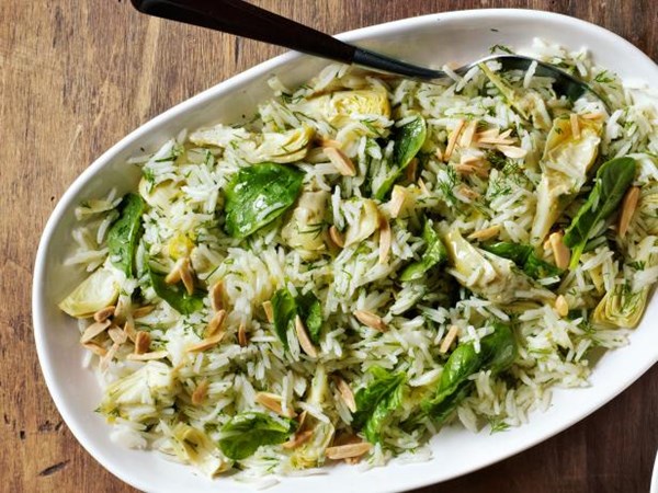 Spinach-almond rice
