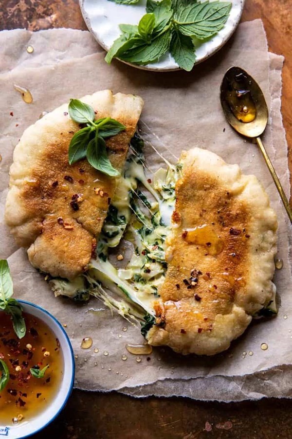 Spinach and artichoke pita grilled cheese