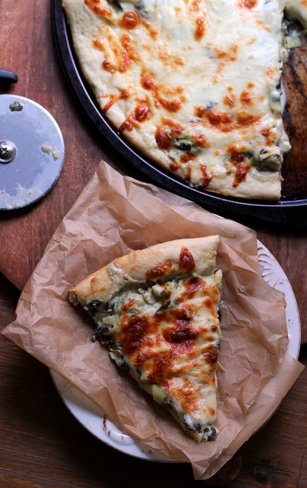 Spinach and artichoke pizza