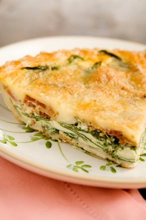 Spinach and bacon quiche