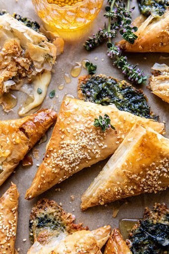 Spinach and Brie triangles