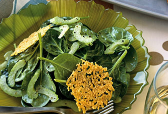 Spinach and celery salad with lemon vinaigrette