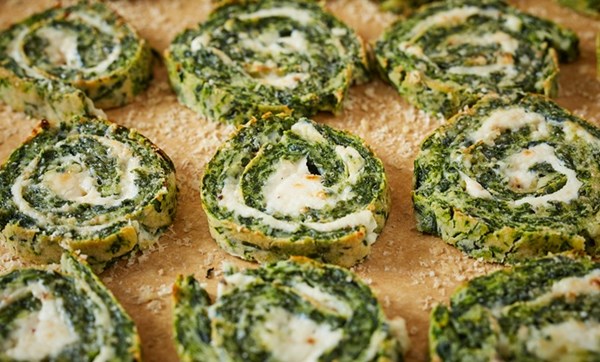  Spinach and curd roulade