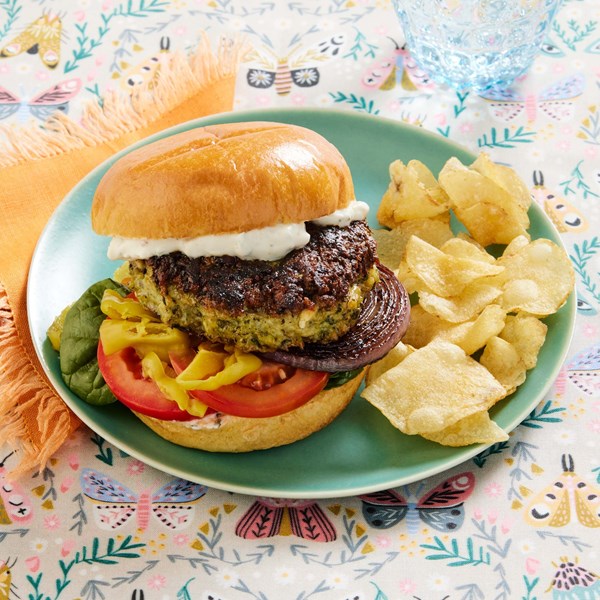 Spinach and feta chicken burgers