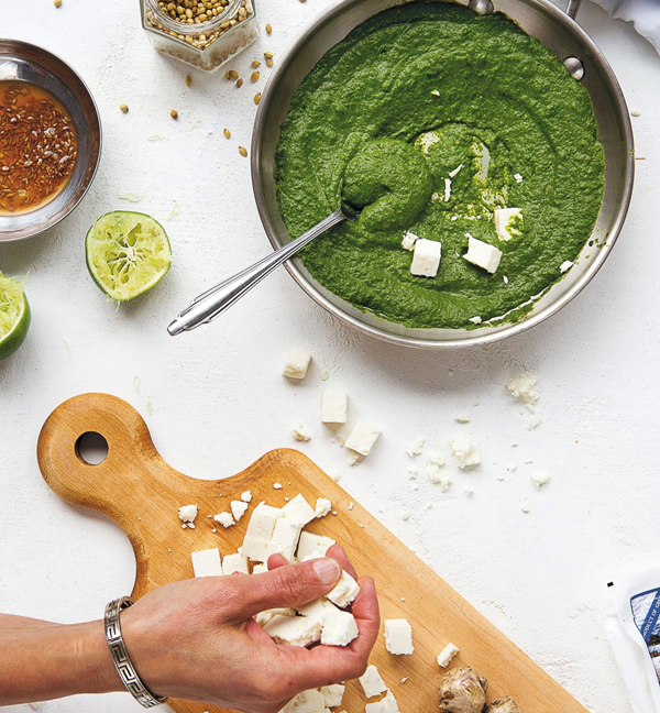 Spinach and feta cooked like saag paneer