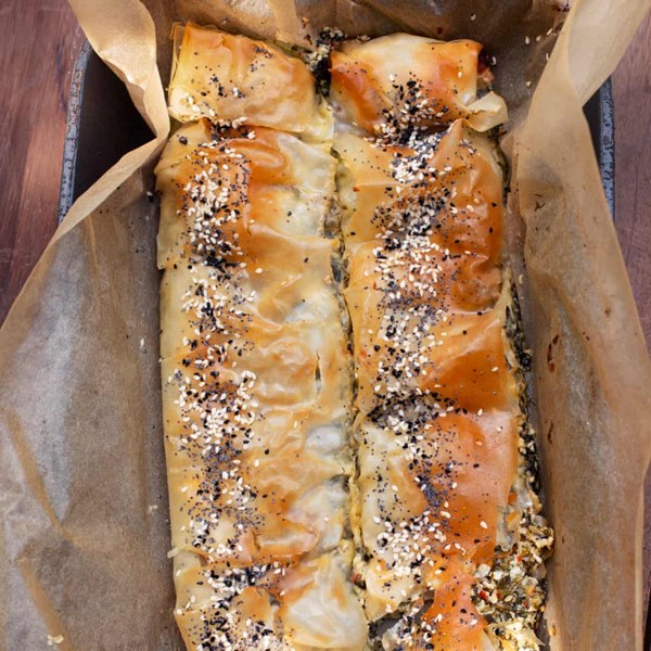 Spinach and feta filo
