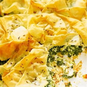 Spinach and feta filo pie
