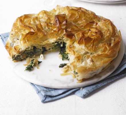 Spinach and feta filo pie