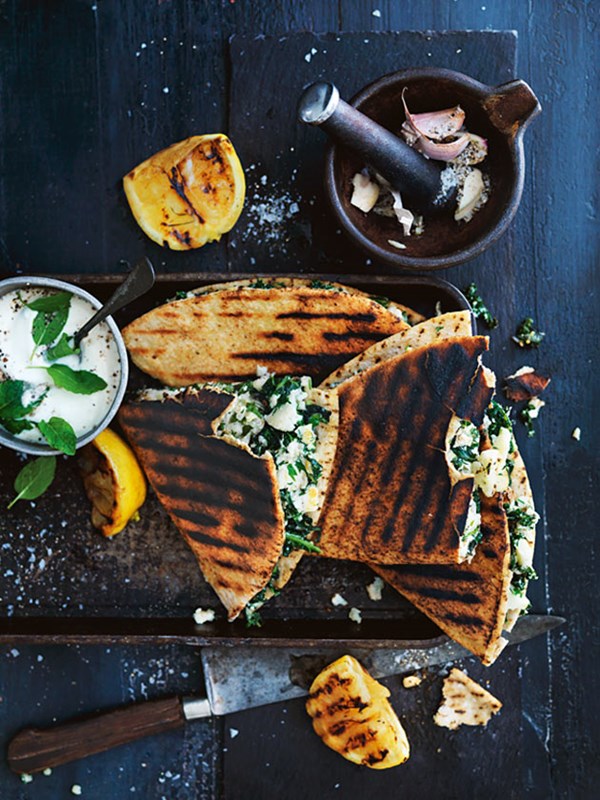 Spinach and feta flatbread