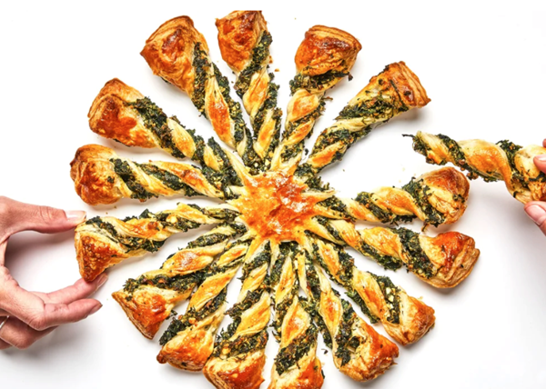 Spinach and feta tarte soleil