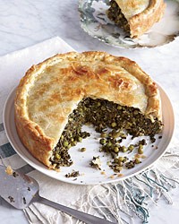 Spinach and grape leaf pie