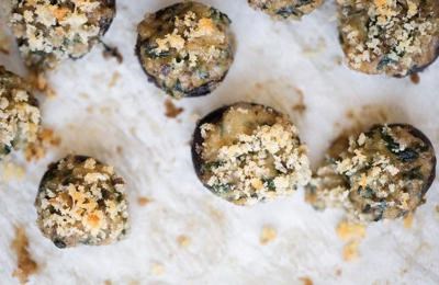 Spinach and Gruyère-stuffed mushrooms