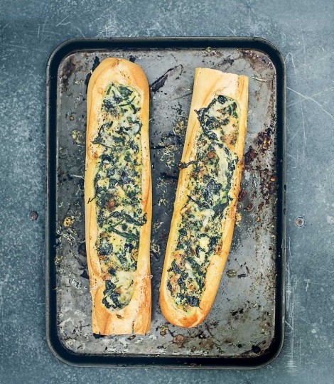 Spinach and lemon baguettes
