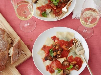 Spinach and mushroom ravioli