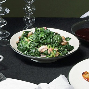 Spinach and mushrooms with truffle oil