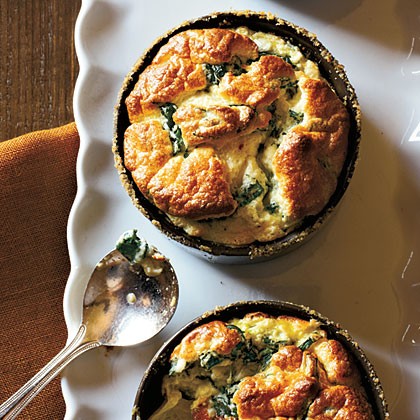 Spinach and Parmesan soufflés