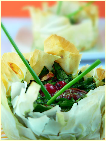 Spinach and pecan filo mini-tarts