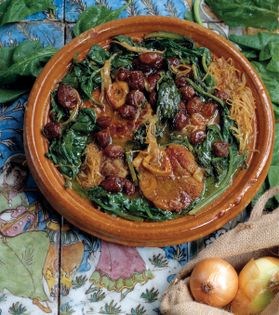 Spinach and plum khoresh (Khoresh-e esfenaj-o alu)