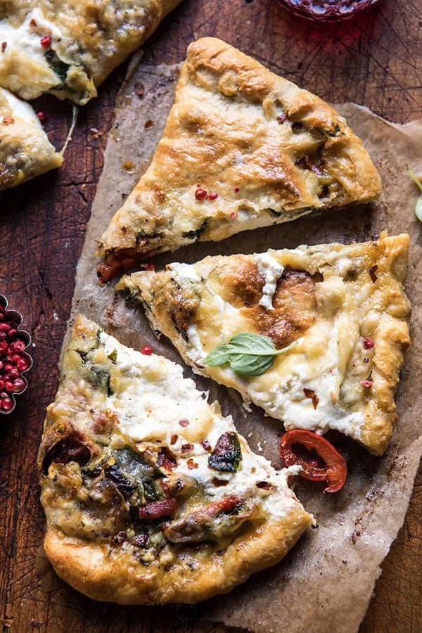 Spinach and prosciutto burrata calzone