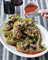 Spinach-and-sausage stuffed peppers