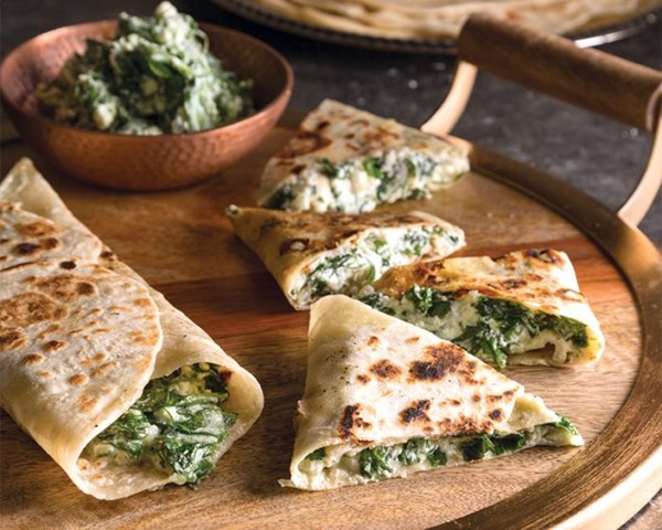 Spinach and three cheese gozleme