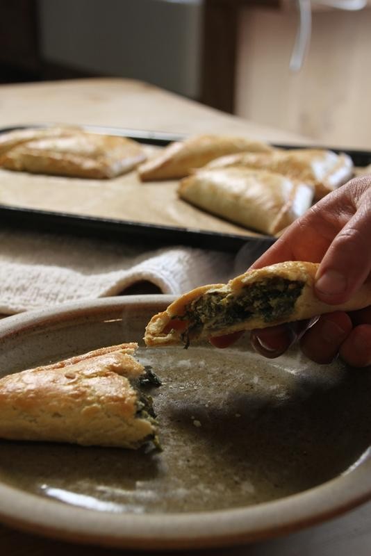 Spinach and thyme pasties
