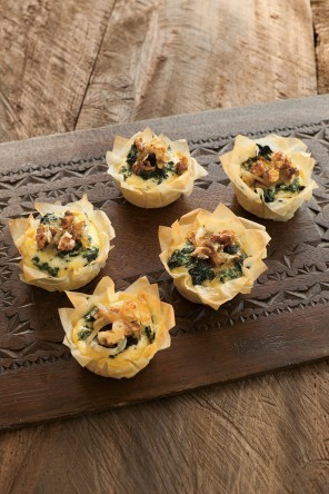 Spinach and walnut tarts