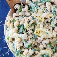 Spinach artichoke pasta salad