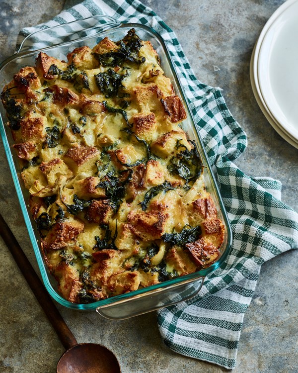 Spinach artichoke strata