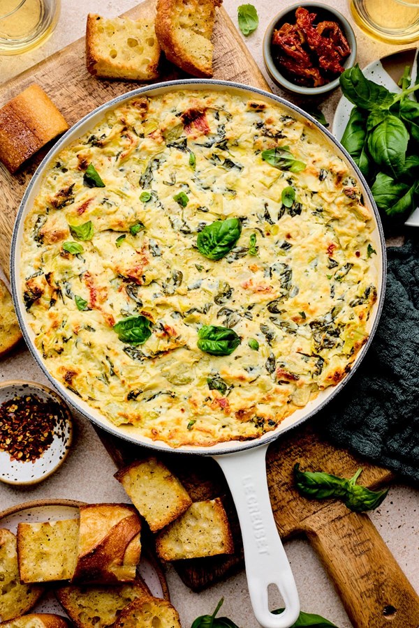 Spinach artichoke sun-dried tomato dip