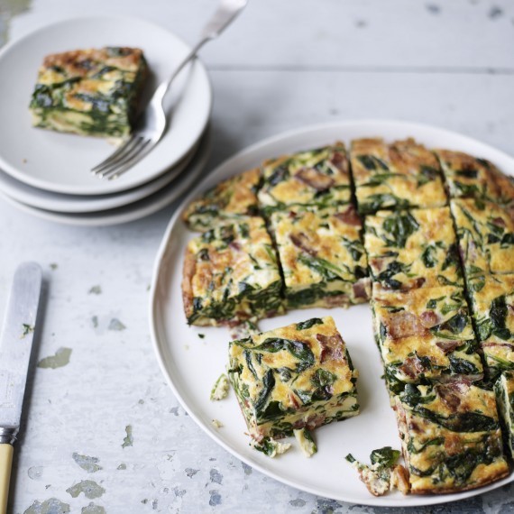 Spinach, bacon and Gruyère frittata