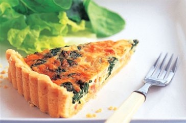 Spinach, bacon and Parmesan quiche