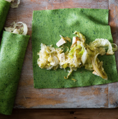 Spinach cannelloni with cabbage & smoked mozzarella