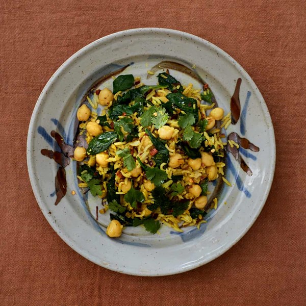 Spinach, chickpea and lemon pilaf