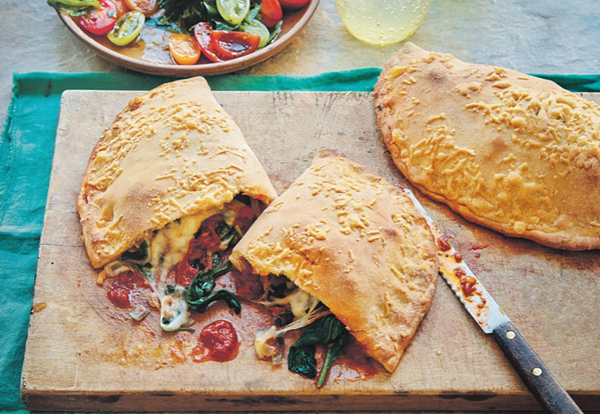 Spinach, chilli pesto & mozzarella calzones