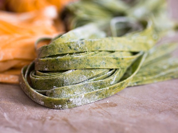 Spinach-colored fresh pasta