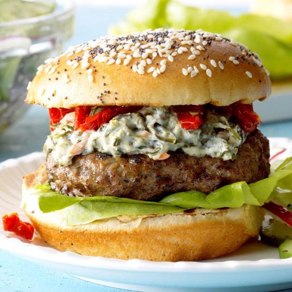 Spinach dip burgers