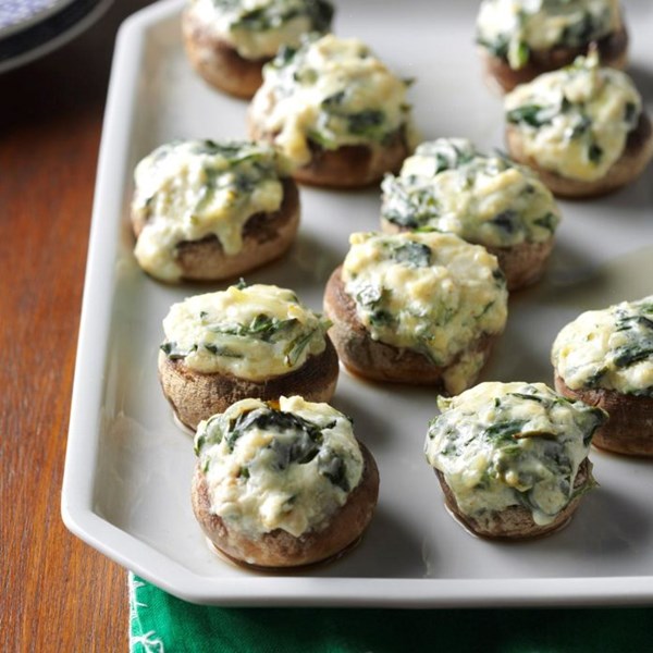Spinach dip-stuffed mushrooms