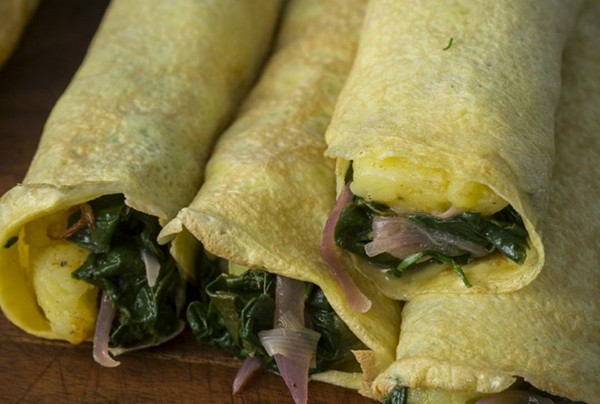Spinach egg crepes