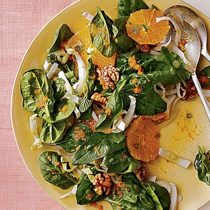 Spinach, endive, and tangelo salad