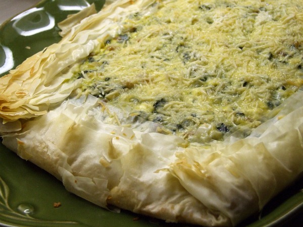 Spinach, feta & pine nut phyllo tart