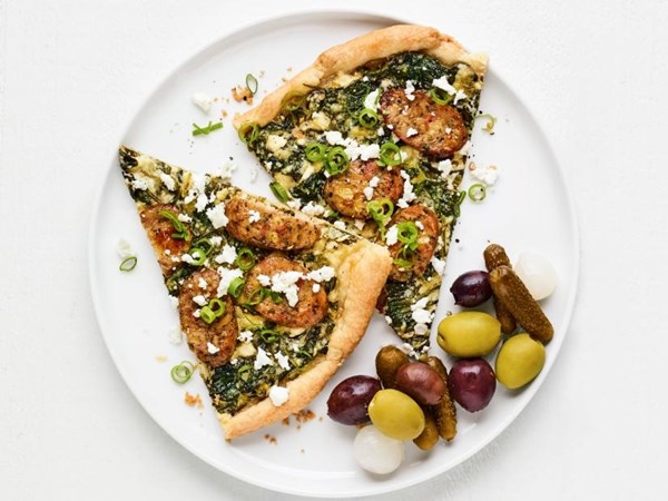 Spinach, feta and sausage galette 