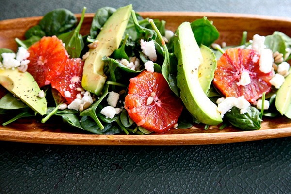 Spinach feta blood orange salad
