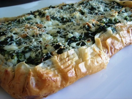 Spinach feta pine nut tart